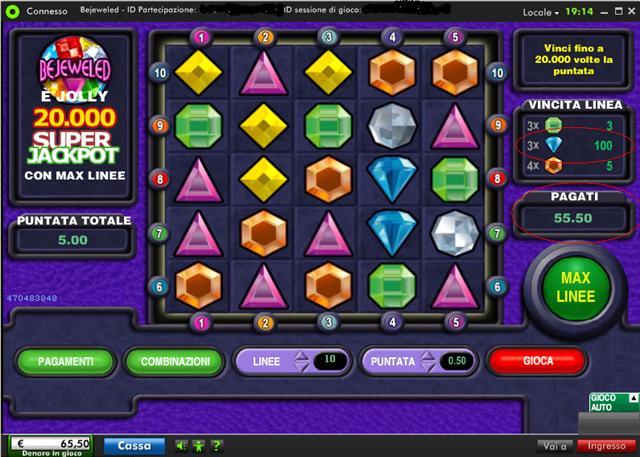 bejeweled vincita