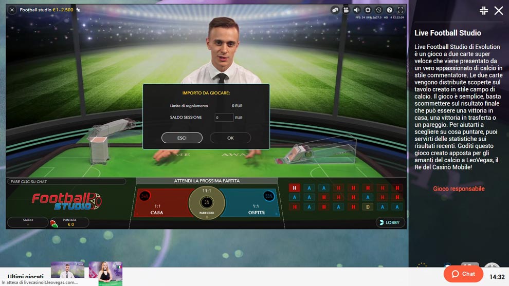 Football Studio, il nuovo gioco live in web cam