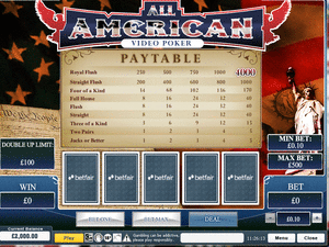 il videopoker Betfair il videopoker di Betfair
