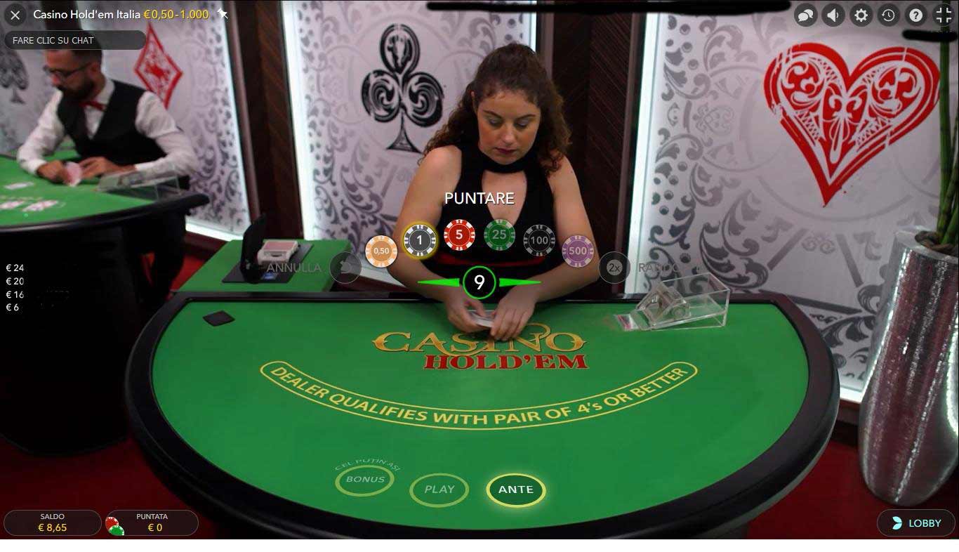 Casino holdem live, una variante famosa del poker in web cam