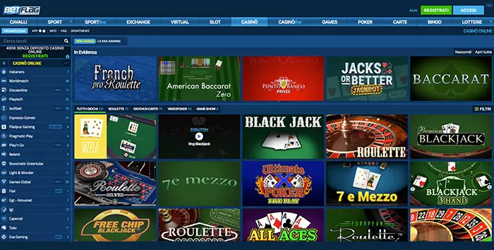 Betflag Casino - Bonus di 10.000€ senza deposito con registrazione CIE