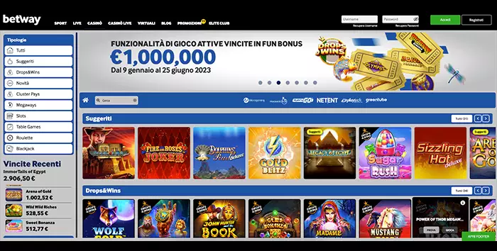 Betway Casino - 1500€ di Bonus + 200 Free spins