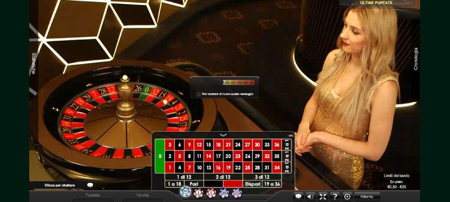 Roulette in modalità Live, con croupier in web cam
