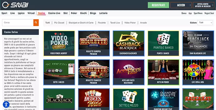 Recensione Snai Casino Online: 200% fino a 2.000€ + 1000€ gratis
