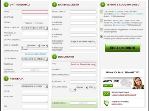 La registrazione su un casinò italiano